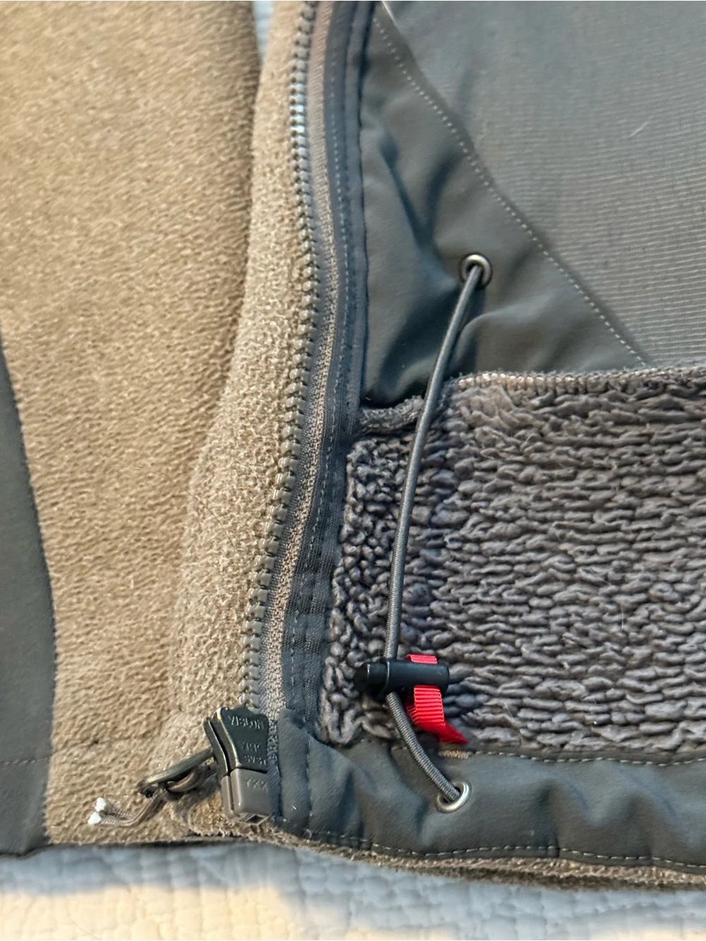 The North Face Men's Brown Fleece Jacket with Black Chest Pocket